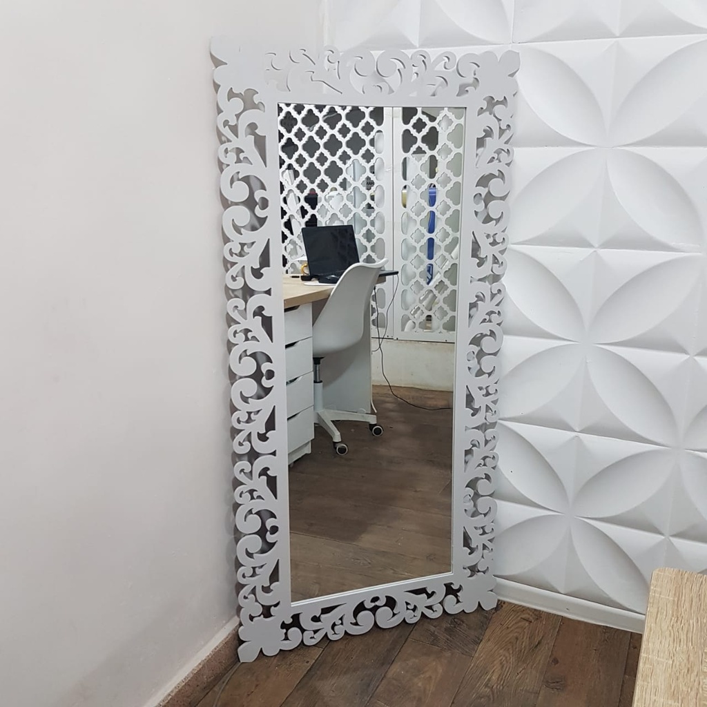 (Miroir décoratif Blanc)(مرآة مزخرفة بيضاء (0.7/ 1.4م